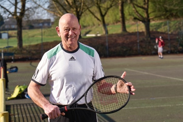 IMAGE 1 Image showing a man wearing sports clothes and holding a tennis racket. Dislpaying an example of the type of people this research may impact should they experience a major brain event.  